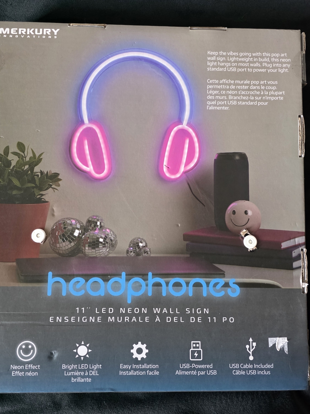 Gamer Pink & Blue LED Neon Headphones Wall Sign Bar Bedroom Club Computer Room